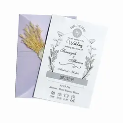 کارت عروسی پاکت کالکی با گل خشک و مهر و موم 505