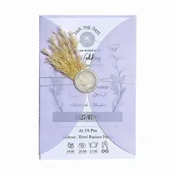 کارت عروسی پاکت کالکی با گل خشک و مهر و موم 505