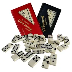 بازی فکری دومینو سنگی با جعبه چرمی سایز کوچک