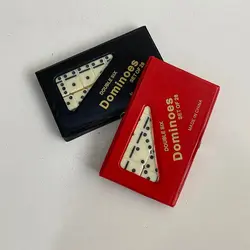 بازی فکری دومینو سنگی با جعبه چرمی سایز کوچک