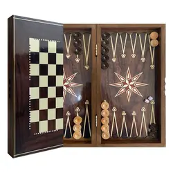 تخته نرد و شطرنج تمام ام دی اف طرح ستاره تیره