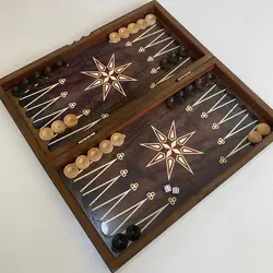 تخته نرد و شطرنج تمام ام دی اف طرح ستاره تیره
