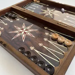 تخته نرد و شطرنج تمام ام دی اف طرح ستاره تیره