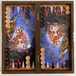 تخته نرد و شطرنج تمام ام دی اف طرح لیلی و مجنون آبی