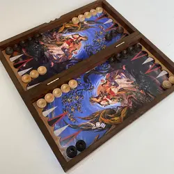 تخته نرد و شطرنج تمام ام دی اف طرح لیلی و مجنون آبی