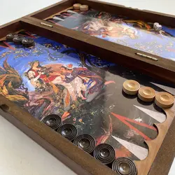 تخته نرد و شطرنج تمام ام دی اف طرح لیلی و مجنون آبی