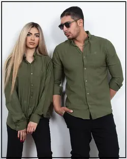 پیراهن مردانه پنبه لینن ترک نخ گرد بافت کنفی