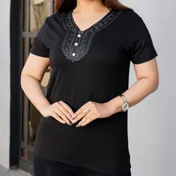 تیشرت 3 دکمه یقه گیپور