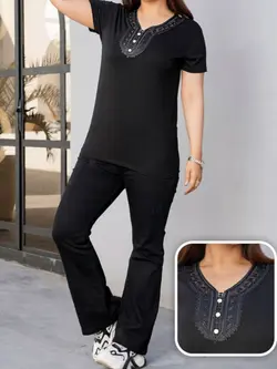 تیشرت 3 دکمه یقه گیپور