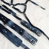 هارنس سینه به همراه ست اکسسوری کمربندی چرمی فری سایز ۳۶ تا ۴۴ کد 214 / 9878