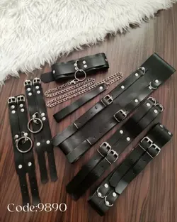 ست اکسسوری کمدبندی ۷ تکه جنس چرم مصنوعی قابل تنظیم سایز کد 9890