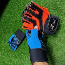 دستکش چرم نیمه انگشتی بدنسازی و دوچرخه سواری فوق‌العاده باکیفیت