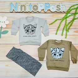 ست بلوز شلوار گربه پلنگی دخترانه