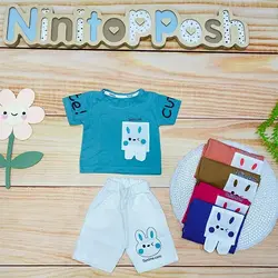 ست تیشرت شلوارک چاپ خرگوش بچه گانه