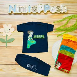 ست تیشرت شلوارک طرح دایناسور بچه گانه