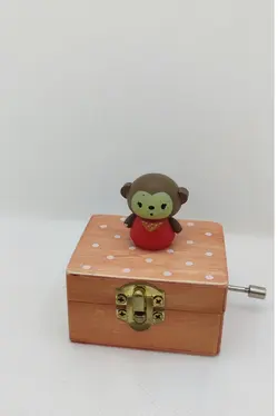 جعبه چوبی موزیکال طرح میمون کوچک سایز کوچک