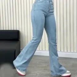 شلوار لی زنانه دمپا گشاد فول کش سایز بزرگ