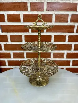 ظرف شیرینی خوری برنزی سه طبقه