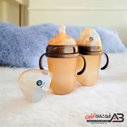 شیششه شیر موم عسلی دسته دار baby crown