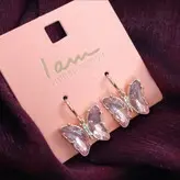 گوشواره زنانه آویز پروانه سنگی نگین دار برند اروپایی Iam ضدحساسیت