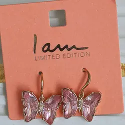 گوشواره زنانه آویز پروانه سنگی نگین دار برند اروپایی Iam ضدحساسیت