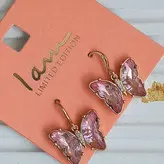 گوشواره زنانه آویز پروانه سنگی نگین دار برند اروپایی Iam ضدحساسیت