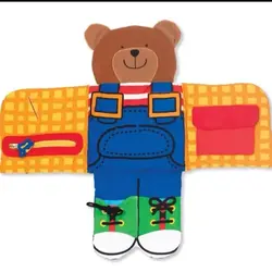 کتاب پارچه ای آموزشی کودک عروسک خرسی مدل آموزش پوشیدن لباس کتاب حمام تبادلی کودک 