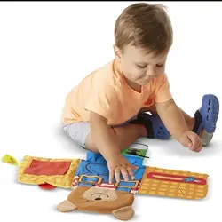 کتاب پارچه ای آموزشی کودک عروسک خرسی مدل آموزش پوشیدن لباس کتاب حمام تبادلی کودک 