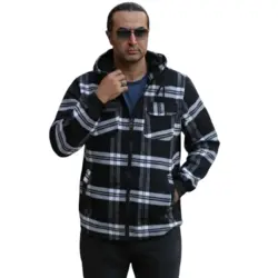 کاپشن پشمی مردانه چهارخانه ضخیم داخل خز: کلاهدار و مناسب سایز L تا ۳XL - کالارست | مرجع خرید تخصصی