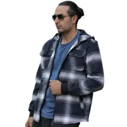 کاپشن پشمی مردانه چهارخانه ضخیم داخل خز: کلاهدار و مناسب سایز L تا ۳XL - کالارست | مرجع خرید تخصصی