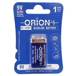 باتری کتابی اوریون (ORION) مدل ALKALINE 9V 6LR61 کارتی