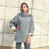 شومیز زنانه دانشجویی مدل جلو بسته جنس وال طرح جین