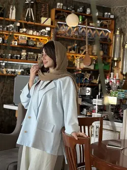 کت زنانه باکسی جنس لینن طرح وستا