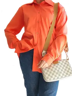 شومیز زنانه مدل یقه مردانه طرح هانا جنس کرپ کش