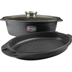 تابه مرغ پز دو دسته گرانیتی سایز 38 سه تیکه طرح ایتالیا B مشکی