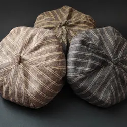 کلاه فرانسوی (برت) پفی مخمل وارداتی | راه راه