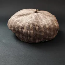 کلاه فرانسوی (برت) پفی مخمل وارداتی | راه راه