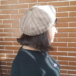 کلاه فرانسوی (برت) پفی مخمل وارداتی | راه راه