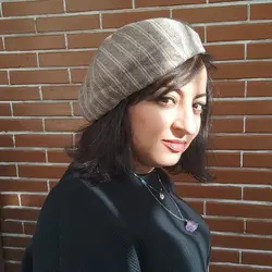 کلاه فرانسوی (برت) پفی مخمل وارداتی | راه راه