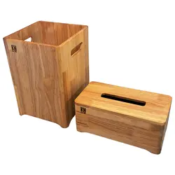 سطل و جا دستمال چوبی مدل بامبو کارینیک