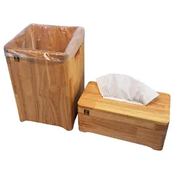 سطل و جا دستمال چوبی مدل بامبو کارینیک