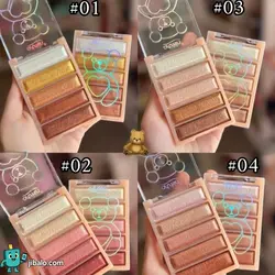 پالت هایلایتر ۵ رنگ شاین و متالیک طرح خرس عروسکی