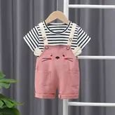 ست دو تیکه تیشرت و بیلر دخترانه طرح موشی