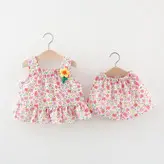 سارافون با شورت دخترانه طرح گل دار