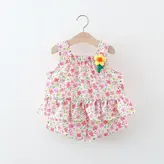 سارافون با شورت دخترانه طرح گل دار