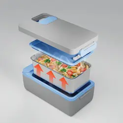 ظرف غذای گرم کن دار پاورولوژی Powerology Lumu Portable Heated Lunch Box PLBF818GYBL