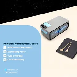 ظرف غذای گرم کن دار پاورولوژی Powerology Lumu Portable Heated Lunch Box PLBF818GYBL