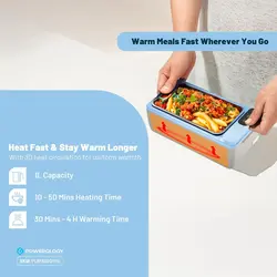 ظرف غذای گرم کن دار پاورولوژی Powerology Lumu Portable Heated Lunch Box PLBF818GYBL