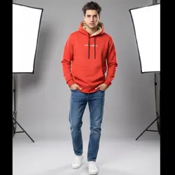 هودی D&G کلاه دار داخل خز قرمز