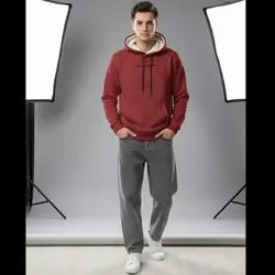 هودی D&G کلاه دار داخل خز عنابی